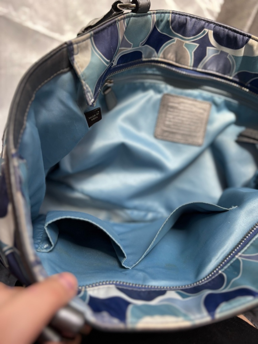Coach Teal, Navy & Silver Signature Shoulder Bag - Picture 13 of 13